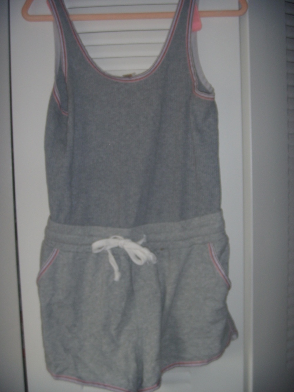 FP Movement by Free People Gray Tank Romper with Pink Trim